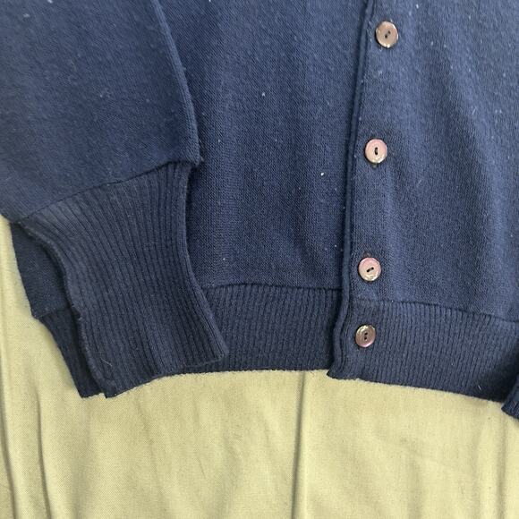 Vintage 70s JCPenney Sweater Cardigan Men's L Blue Button Up Long Sleeve L - Picture 7 of 8